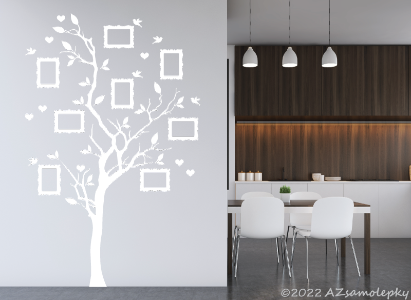 STROMY - samolepky na zeď - Samolepky na zeď - FOTO Strom s ptáčky a srdíčky