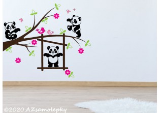 Dětské samolepky na zeď - Pandy na větvi