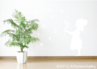 Samolepky na zeď - Čtyřlístková holčička