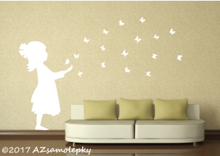 Samolepky na zeď - Motýlková holčička