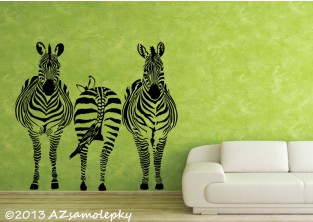 Samolepky na zeď - Tři zebry