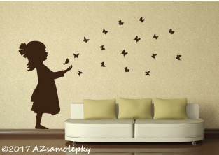 Samolepky na zeď - Motýlková holčička