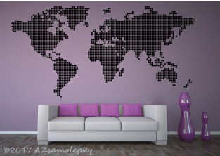 Samolepky na zeď - Mapa světa-puntíky
