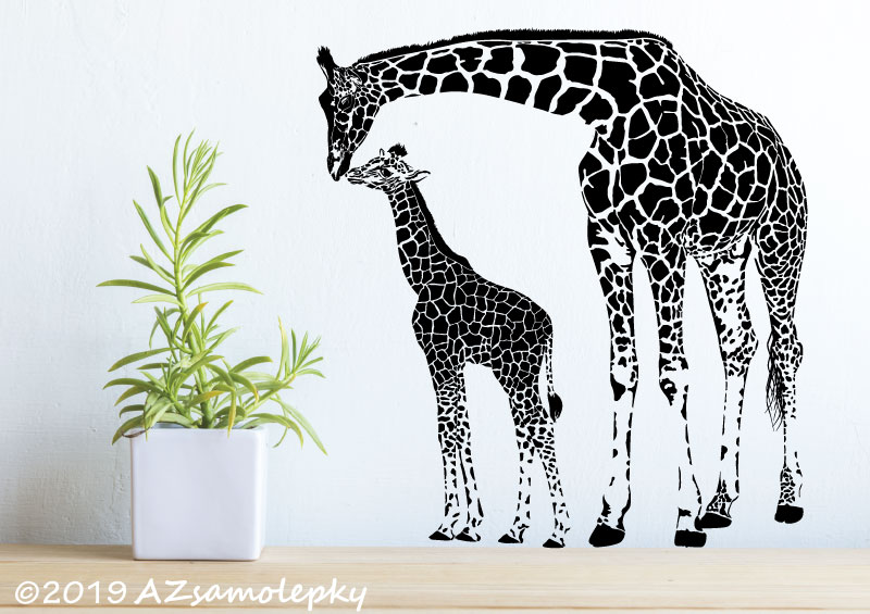 Samolepky na zeď - Žirafa s mládětem - XXL (170 x 180 cm) + doprava zdarma