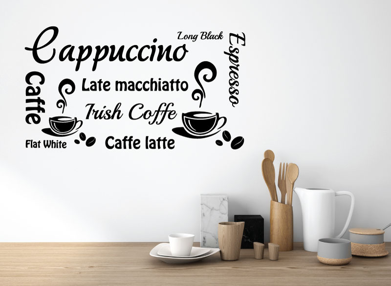 Samolepky na zeď - Nápis - Káva a kafe - XXL (120 x 67 cm)
