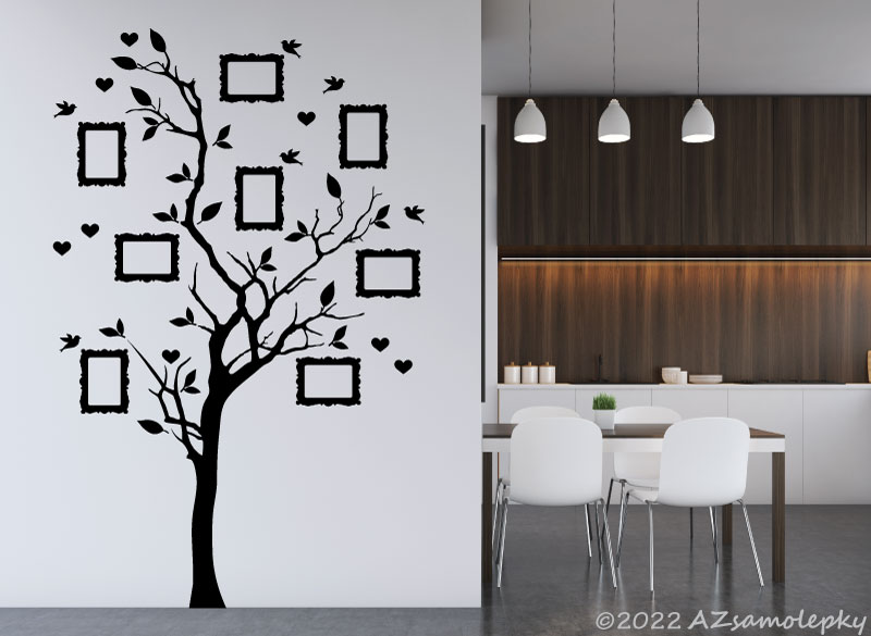 Samolepky na zeď - FOTO Strom s ptáčky a srdíčky - kolekce XL + doprava zdarma