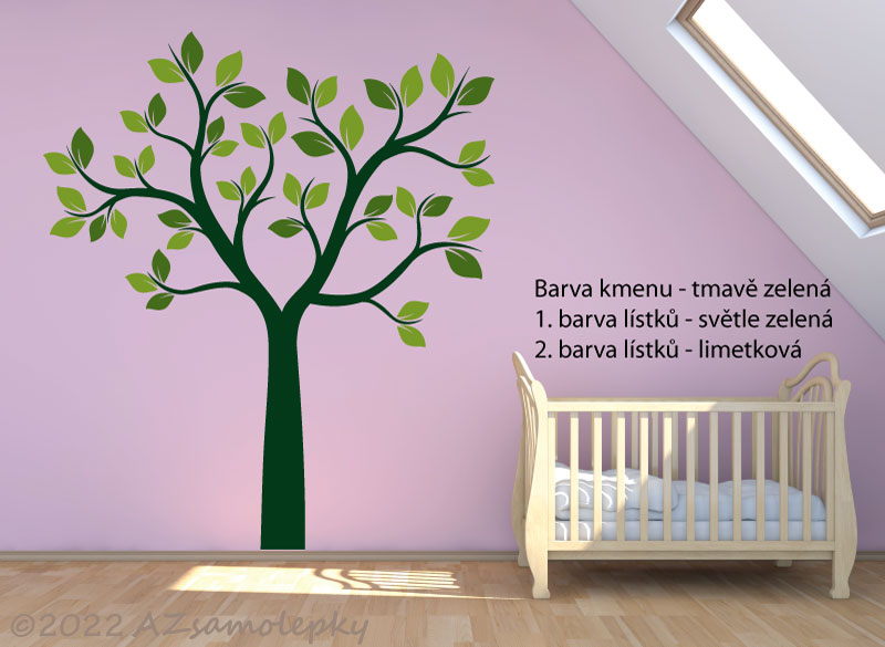Dětské samolepky na zeď - DUO lístkový strom - XL (130 x 150 cm) + doprava zdarma