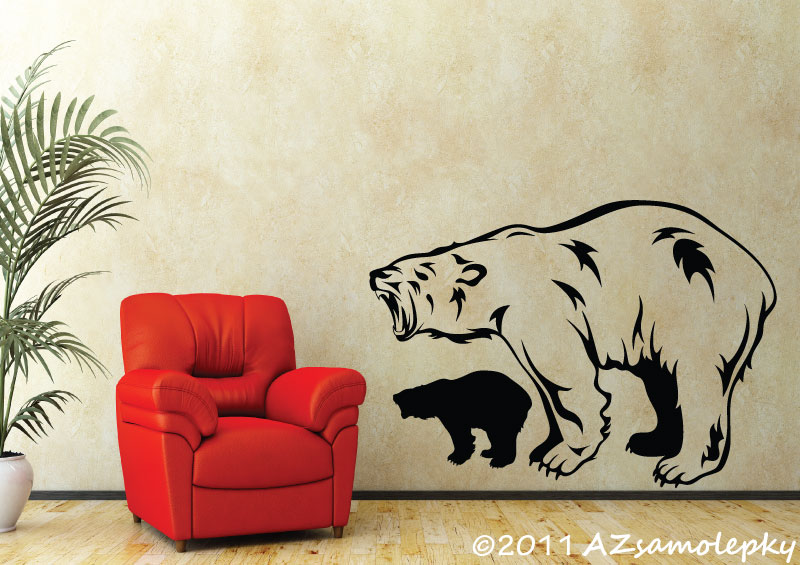 Samolepky na zeď - Lední medvěd - M (70 x 50 cm)