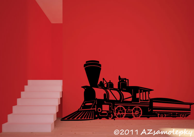 Samolepky na zeď - Parní lokomotiva - M (110 x 50 cm)