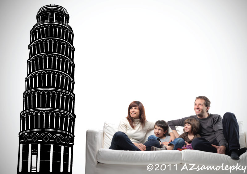 Samolepky na zeď - Šikmá věž Pisa - S (30 x 90 cm)