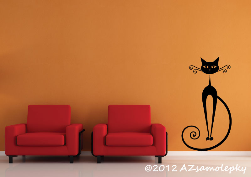Samolepky na zeď - Moderní kočka II - S (16 x 30 cm)
