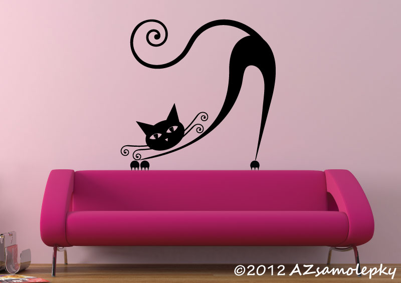 Samolepky na zeď - Moderní kočka V - M (46 x 45 cm)