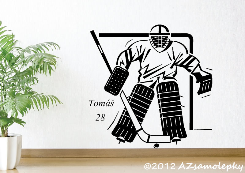 Samolepky na zeď - Lední hokej-brankář - XL (120 x 120 cm) + doprava zdarma