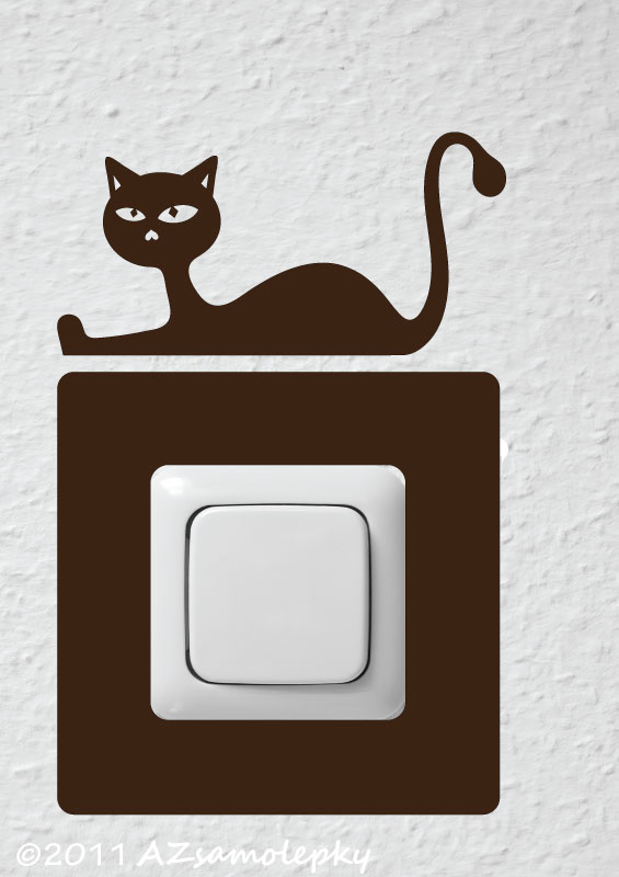 Samolepky pod vypínač - Kočka v akci I