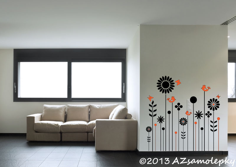 Samolepky na zeď - Květinový plot - XL (125 x 125 cm) + doprava zdarma