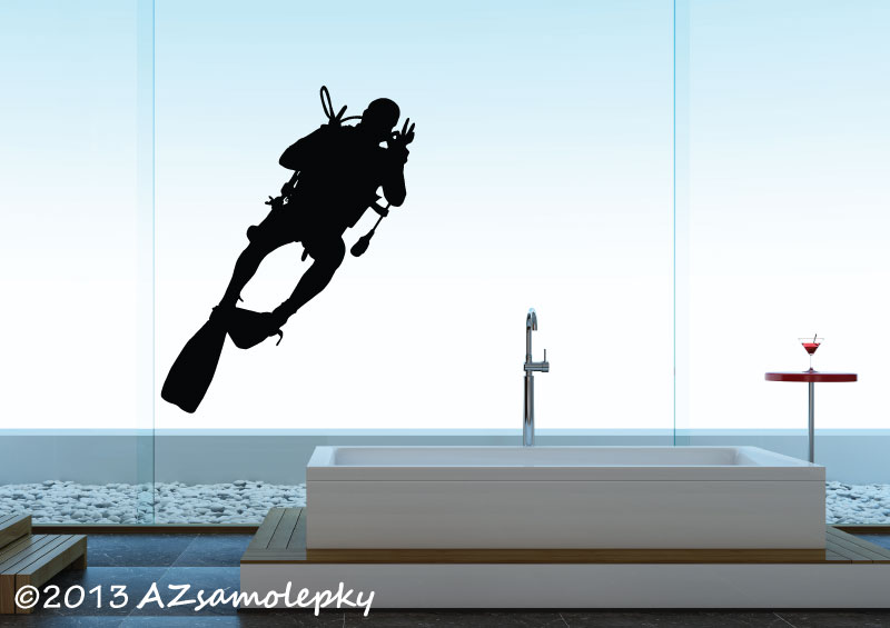 Samolepky na zeď - Potápěč - M (28 x 80 cm)