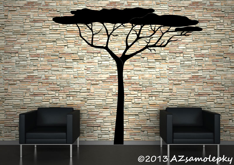 Samolepky na zeď - Africký strom - XS (66 x 60 cm)