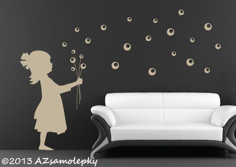 Samolepky na zeď - Bublinková holčička - L (60 x 90 cm)