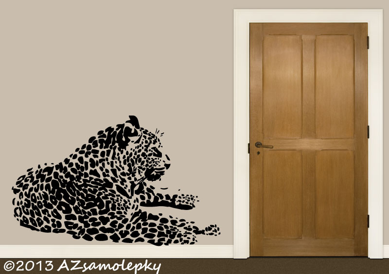 Samolepky na zeď - Ležící jaguár - L (80 x 50 cm)