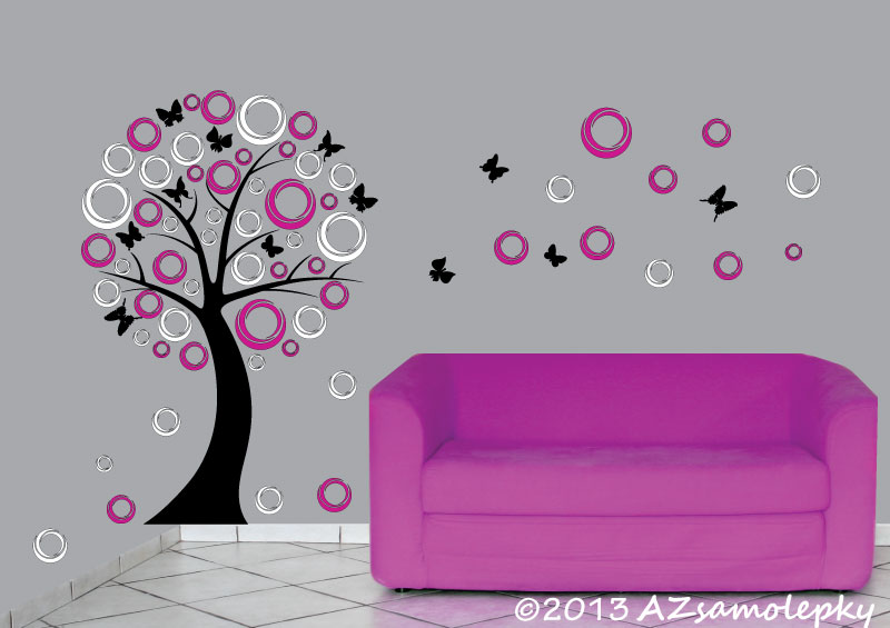 Samolepky na zeď - DUO strom - moderní bublinky - L (83 x 120 cm) + doprava zdarma