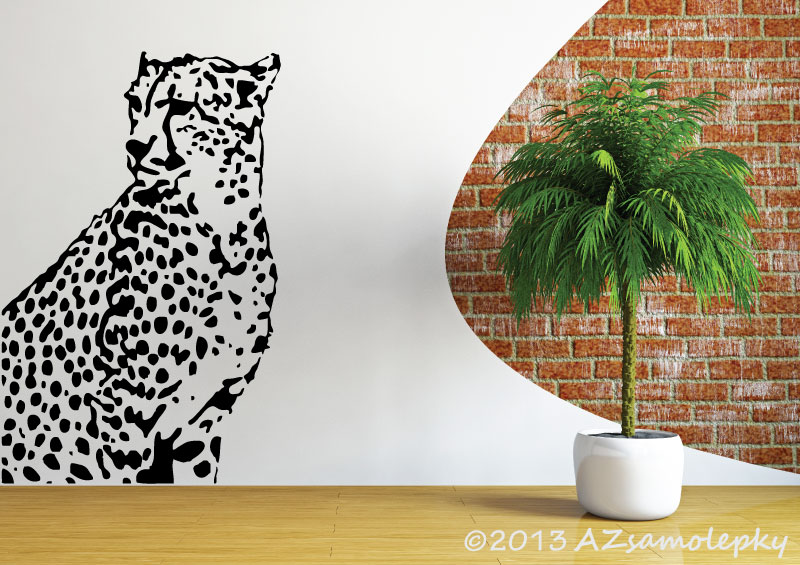 Samolepky na zeď - Sedící gepard - XL (80 x 125 cm)