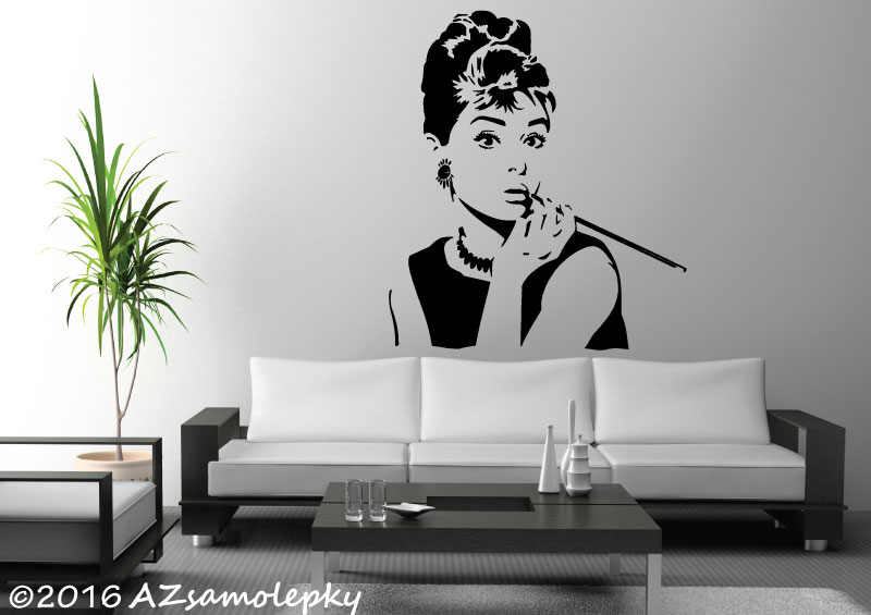 Samolepky na zeď - Audrey Hepburn - XL (88 x 100 cm)