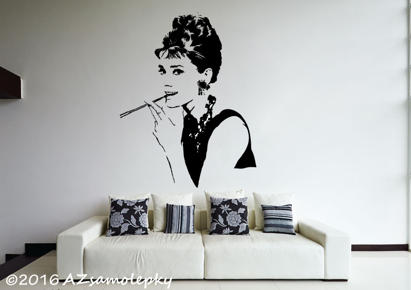 Samolepky na zeď - Audrey Hepburn II. - XXL (94 x 120 cm) + doprava zdarma