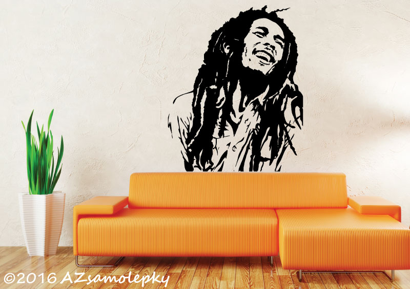 Samolepky na zeď - Bob Marley - XXL (98 x 120 cm) + doprava zdarma