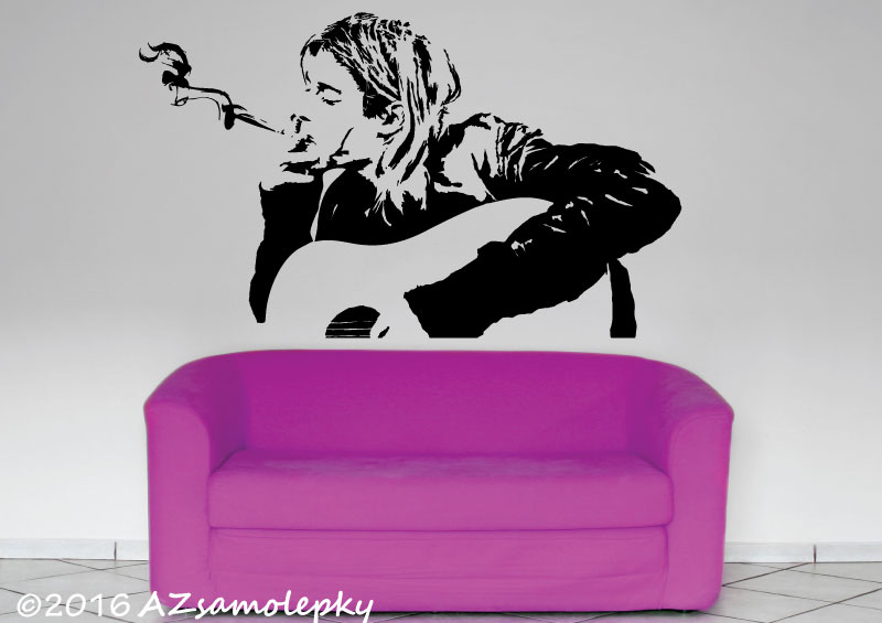 Samolepky na zeď - Kurt Cobain - L (80 x 48 cm)