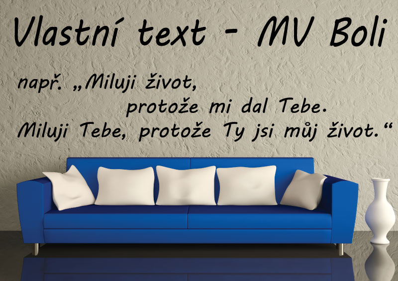 Samolepky na zeď-Vlastní text-MV Boli - XL (výška 1.písmene - 12 cm)